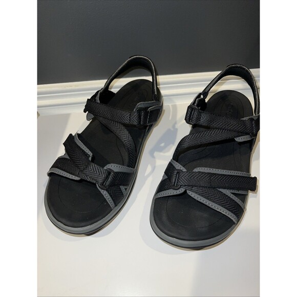 Women's Black OrthoFeet Orthopedic Lake Sandals Shoes Size 7.5 Wide New In Box - Picture 1 of 15